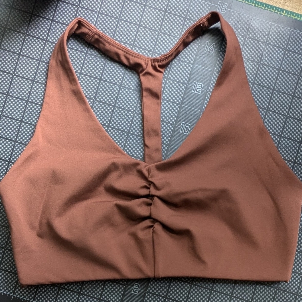 Girlfriend Collective Brown T-back Sports Bra
